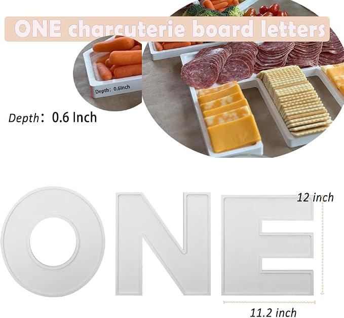 3PCS Larger Charcuterie Letter 12” ONE fillable Tray, Baby Serving Trays - Image 3