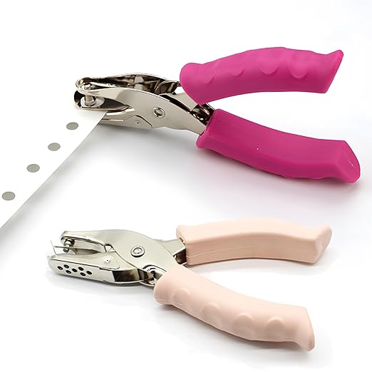 Single Hole Punch 1/4" and 1/8", 2 Pack Small Hole Puncher for Crafts, One Hole Paper Punch with Grip Handle, Small Hole Punch for Kids and Adults-DeskLoop Office