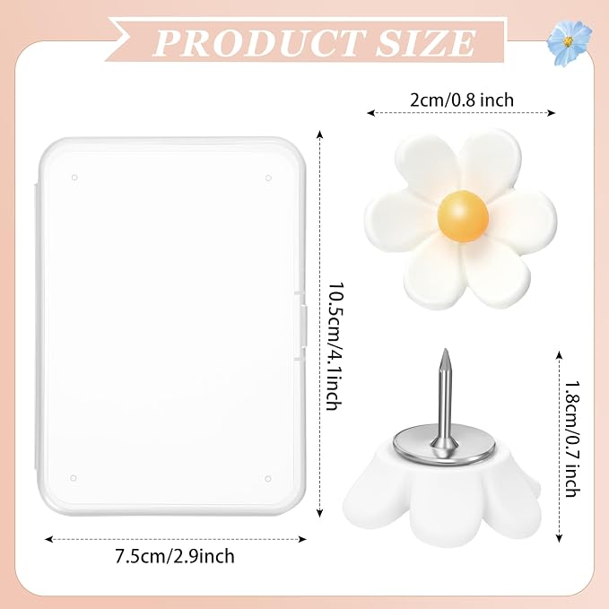Sawysine 60 Pcs Cute Push Pins Decorative Push Pins Thumb Tacks Colorful Flower - Image 2