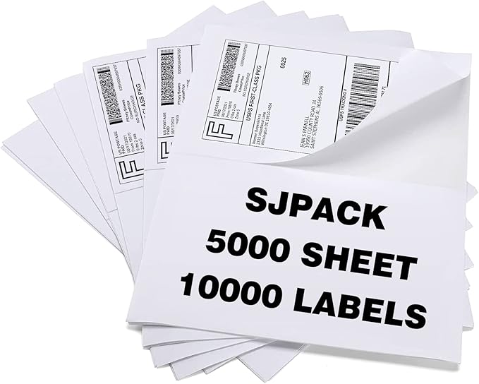 10000 Half Sheet Laser/Ink Jet Shipping Label 5-1/2" X 8-1/2" Blank White Labels(10000 Labels)-DeskLoop Office