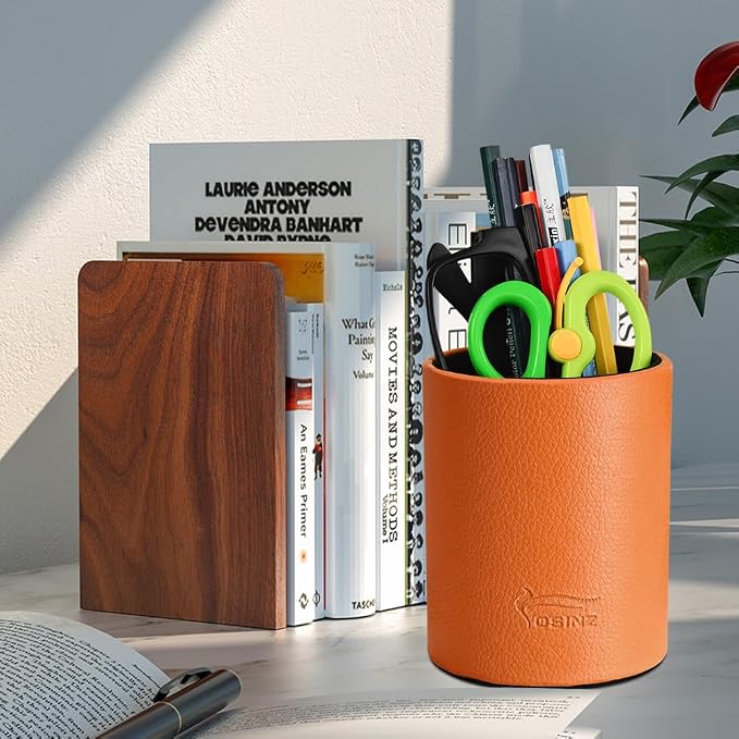 Pen Pencil Holder Cup Container PU Leather Desk Organizer Stand Decor Brush - Image 4