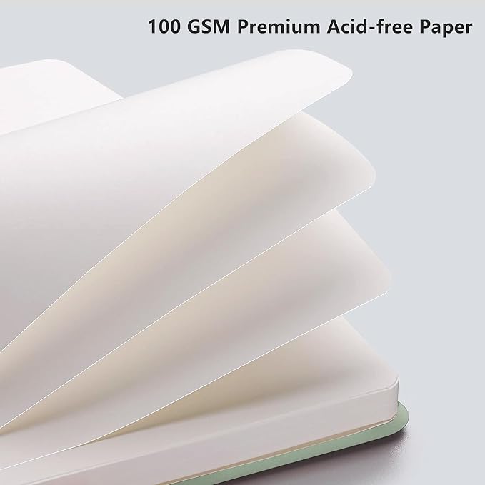 RETTACY Blank Journal Notebook, 192 Pages, A5 Medium Size (5.7'' x 8.3''), Leather Hardcover, 100 GSM Thick Paper, for Sketching, Drawing, Painting (Sage Green)-DeskLoop Office