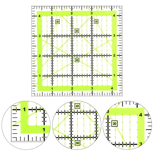 UOOU Quilting Ruler, Square Quilting Rulers Fabric Cutting Ruler Acrylic - Image 4