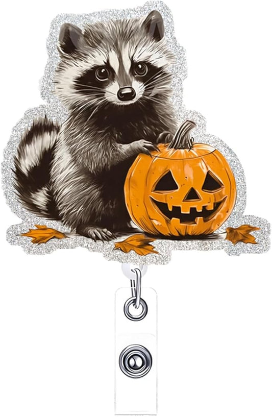 Halloween Cute Pumpkin Badge Reel Holder Retractable for Nurse Nursing Medical Worker & Teacher Pumpkin Bow Badge Reel with Alligator Clip & Durable Nylon Cord Acrylic Name Tag Card Badge Clip-DeskLoop Office