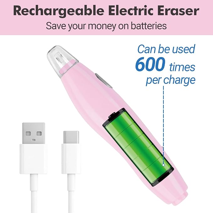 AFMAT Electric Eraser, with 140 Eraser Refills, Rechargeable Pencil Erasers - Image 5