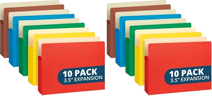 Blue Summit 10 Expanding File Pockets, Accordion File Folders Letter Size by BlueSummitSupplies