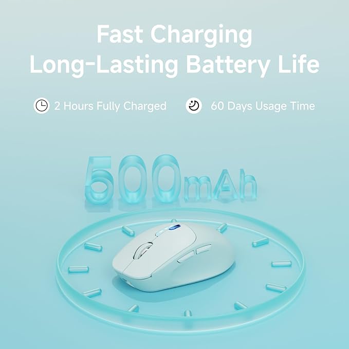 EWEADN Q5 Wireless Mouse, Bluetooth & 2.4G Quiet Computer Mouses with 1600 DPI, Battery Level Display, Ergonomic Office Mouse,6 Button Portable Cute Cordless Mice for Laptop/PC/Mac- Blue-DeskLoop Office