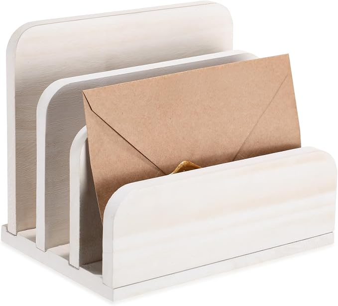 Briwooody Wooden Mail Organizer 3 Slots Mail Holder by Briwooody