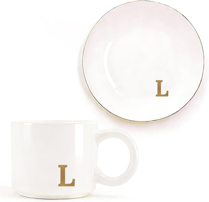 RainVibe Elegant Gift Set for Women – Personalized Monogram Ceramic Mug & by Unknown