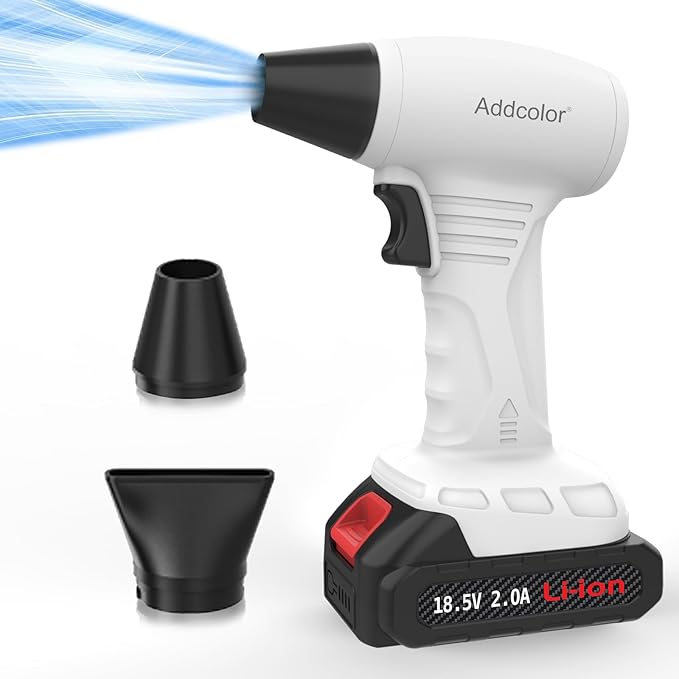 Leaf Blower Cordless, Portable Handheld Blowers with 18.5V 2.0Ah Battery and Charger, Electric Leaf Blower for Dust Snow Blowing, Lawn Care, Patio, White-DeskLoop Office