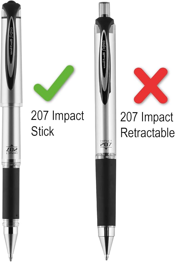 Uni-Ball 207 Impact Stick Pen Refills, 1.0mm Bold Point, 6 Pack - Image 2