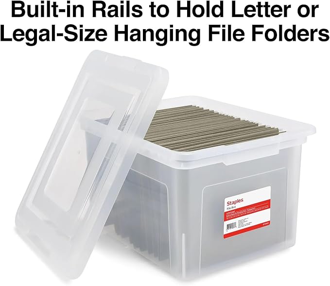 STAPLES File Box Plastic File Box Snap, Letter/Legal Size - Image 4