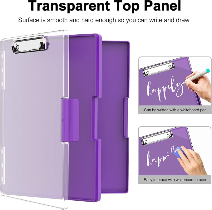 Piasoenc Clipboard with Storage, 8.5 x 11 Clip Boards with 2 Storage - Image 4