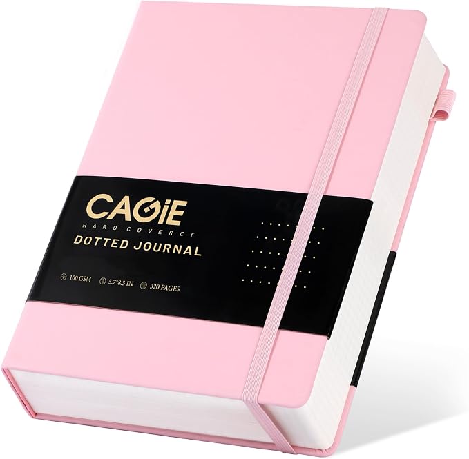 CAGIE Bullet Dotted Journal Notebook 320 Pages 100 GSM Paper Hardcover A5 Dot by CAGIE