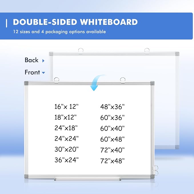 WALGLASS Double-Sided White Board, Hanging Mounted Whiteboard Silver Aluminium - Image 8