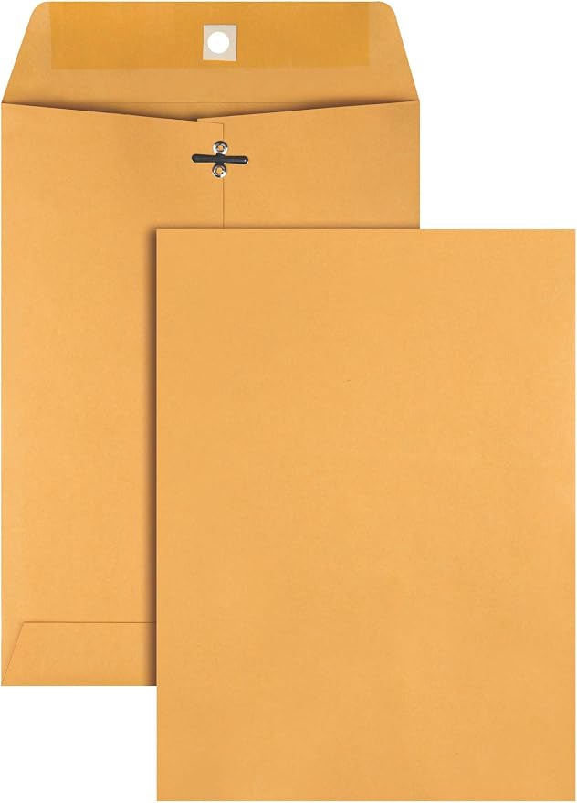 Quality Park Gummed Kraft Clasp Envelopes, 7.5 x 10.5, Box of 100, Light Brown by Quality+Park
