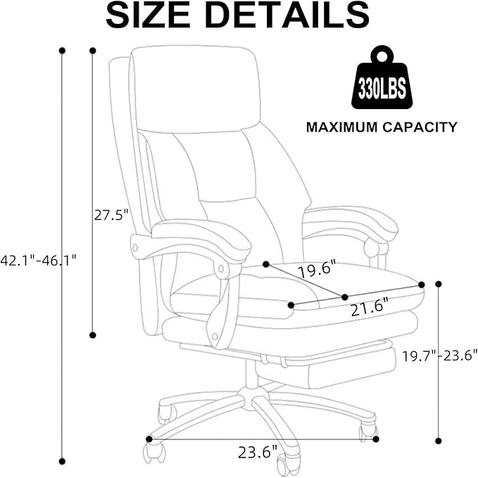 Executive Office Chair Comfortable Desk Chairs with Foot Rest High Back Computer Gaming Chairs Reclining PU Leather Swivel Work Chair for Home Office-DeskLoop Office