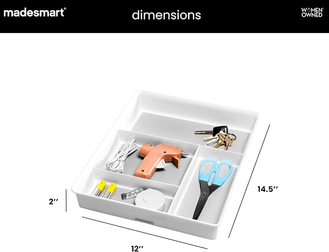madesmart 4 Compartment Drawer Organizer, Office Tools, & Small Household Items - Image 6