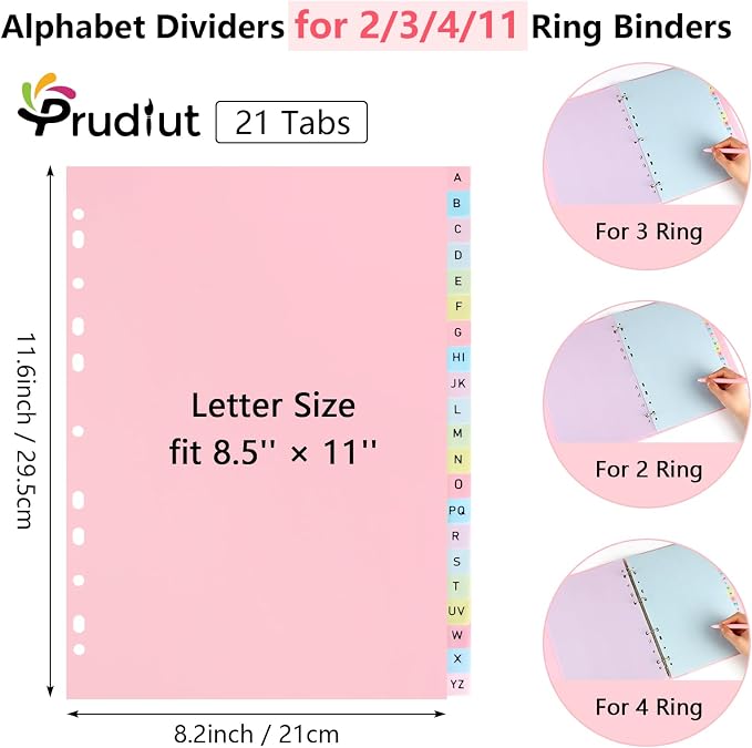 3 Sets 21-Tab A-Z Alphabet Binder Dividers - Image 2