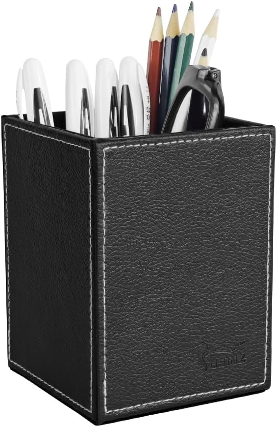 Pen Pencil Holder Cup Container PU Leather Desk Organizer Stand Decor Brush by Fosinz