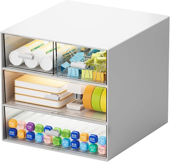 Marbrasse Desk Organizer with 4 Drawers，Office Organization, Desktop Organizer by Marbrasse