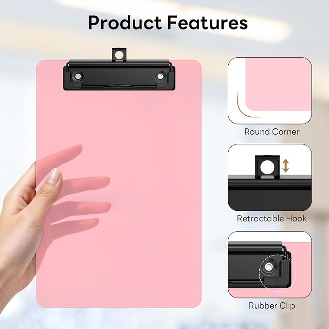 6 Pack Colorful Small Clipboard, A5 Mini Clip Board | Black Clip, 9 x 6" - Image 3