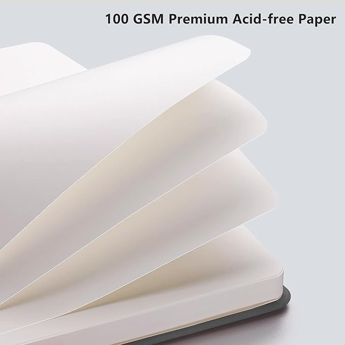 RETTACY Blank Journal Notebook, 192 Pages, A5 Medium Size (5.7'' x 8.3''), Leather Hardcover, 100 GSM Thick Paper, for Sketching, Drawing, Painting (Gray)-DeskLoop Office