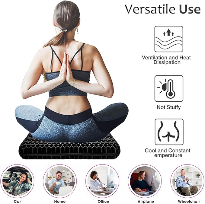 Gel Seat Cushion for Long Sitting (Super Large & Thick), Soft & Breathable, Gel Chair Cushion for Wheelchair, for Hip Pain, Gel Seat Cushion for Office Chair-DeskLoop Office