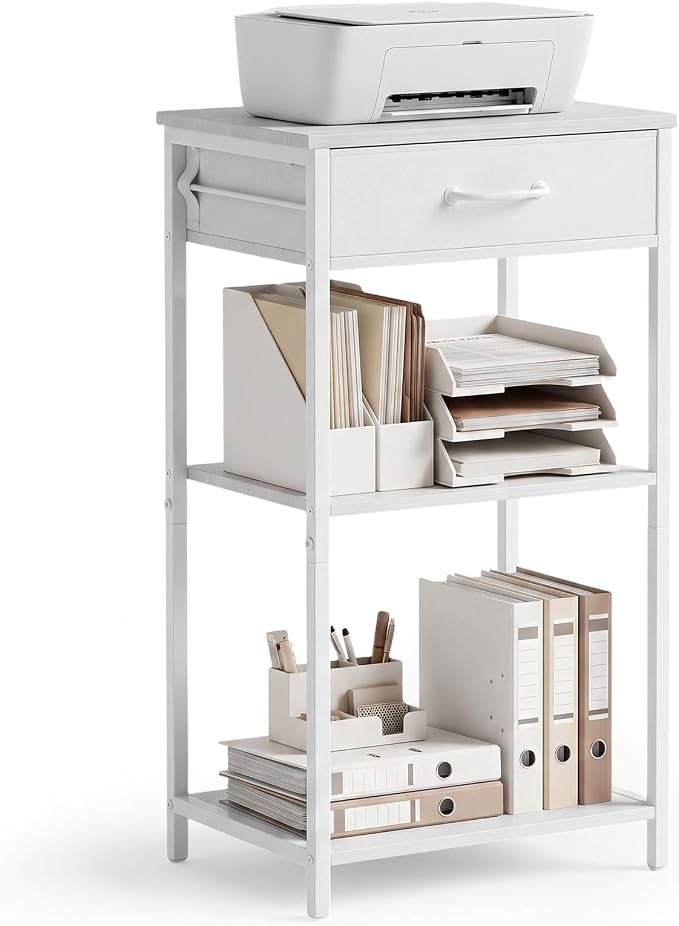 Printer Stand with Fabric Drawer, 3-Tier Industrial Sturdy Under Desk Printer by Unknown