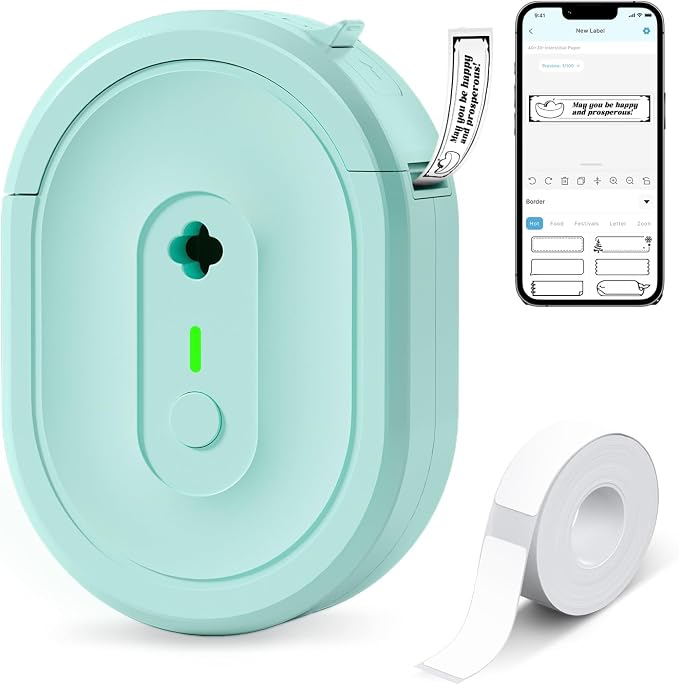Label Maker Machine with Tape, N12 Portable Bluetooth Label Printer, Wireless by NDYIN