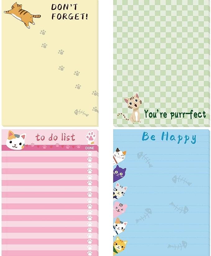 Fancy Land Cats Memo Pads 4 Pack Cute Animal Notepads by FancyLand