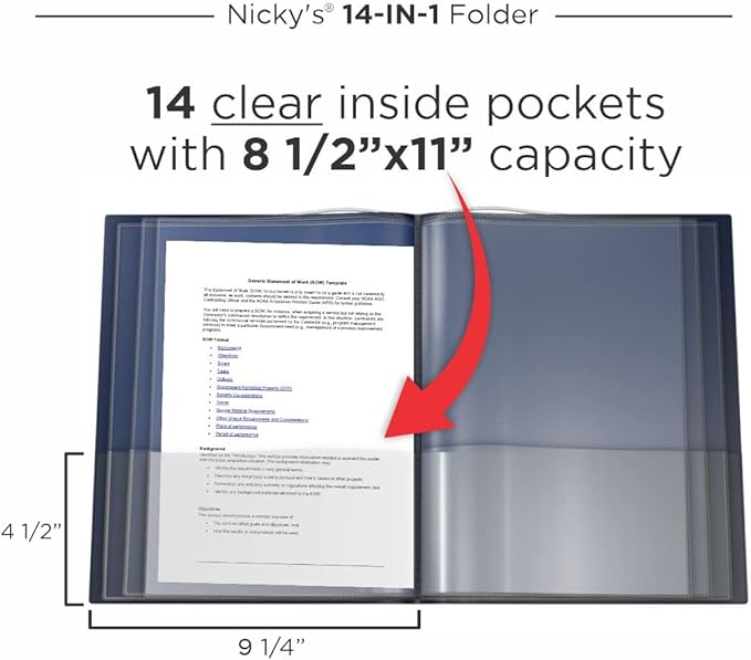 Nicky's® Multi Pocket Organizer, 10 or 14 Page Folder, Waterproof, Patented - Image 4