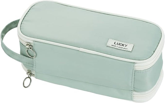 Large Pencil Case Zipper Pencil Pouch for Girls Adults Kids Aesthetic Pencil Bag with Handle Portable Big Capacity Pen Bag Organizer for School Office Green-DeskLoop Office