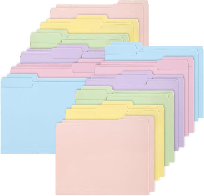 Whaline 24 Pack Pastel Colorful File Folders Letter Size Easter 6 Macaron by Whaline