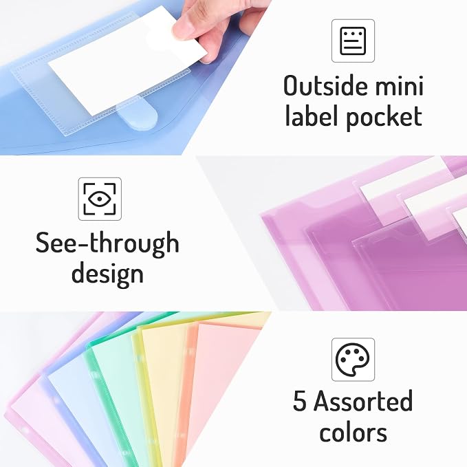 Forvencer Binder Pocket, 10 Pack Super Heavyweight Plastic Folders - Image 6