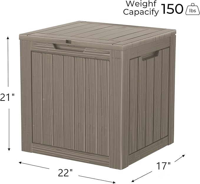 35 Gallon Resin Deck Box, Waterproof Outdoor Storage Bin for Patio, Poolside, and Garden, Lockable & UV-Resistant,Grey-DeskLoop Office