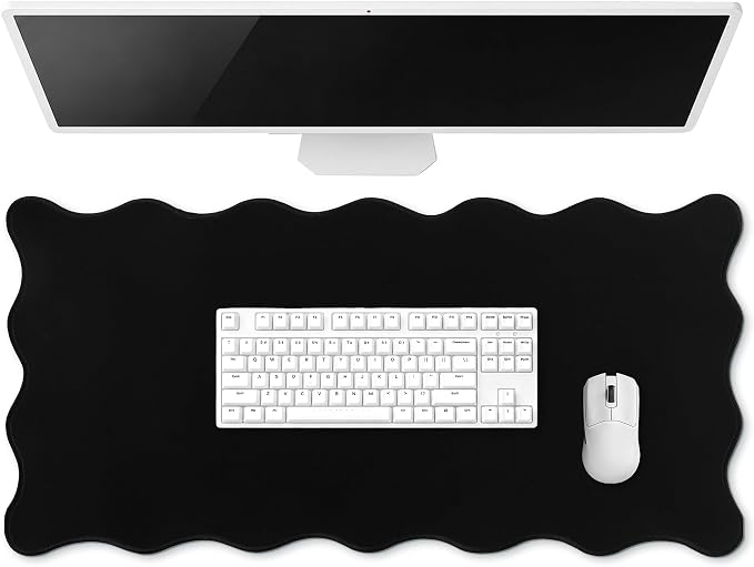 Hahafelt Scalloped Desk Mat Large Desk Pad Cute Coquette Table Mat Back to by Hahafelt