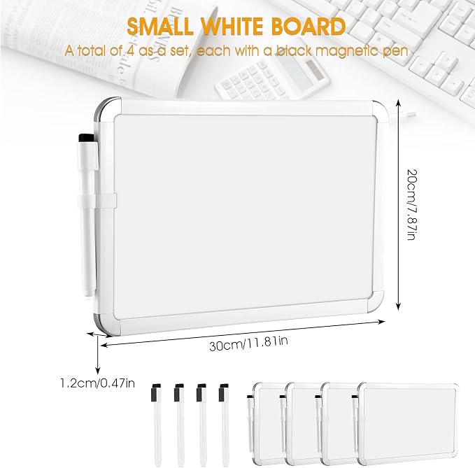 Sherr 4 Pcs Small White Board, 7 x 11 Magnetic Mini Wall Dry Erase Board - Image 2