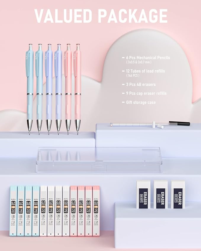 Nicpro 6PCS Pastel Mechanical Pencil Set - Image 6