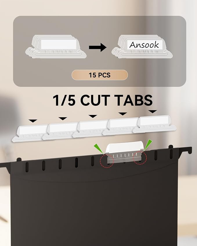 Ansook Plastic Hanging File Folders, 12 Pack Extra Capacity Letter Size File - Image 4
