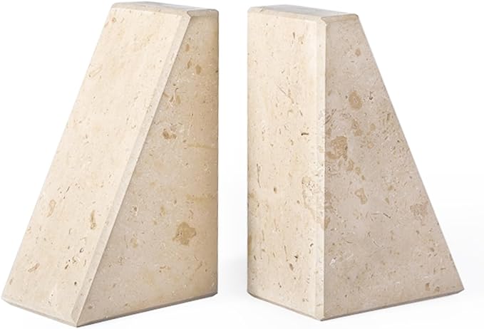 Karibiber Marble Bookends for Heavy Books, Decorative Book Ends for Shelves by Karibiber