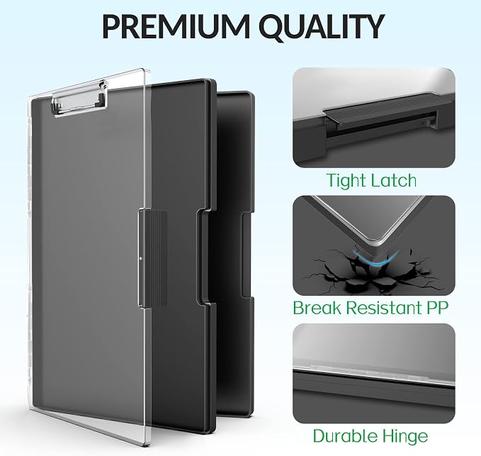 Sooez Clipboard with Storage, Plastic Clip Boards 8.5x11 with Storage, Heavy - Image 4