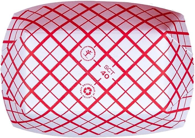 Southern Champion Tray 0405 #40 Southland Paperboard Red Check Food Tray - Image 2