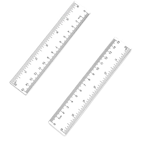 2 Pack 6 inch Clear Plastic Ruler, 15 cm Straight Rulers, Transparent Measuring by Zotemo