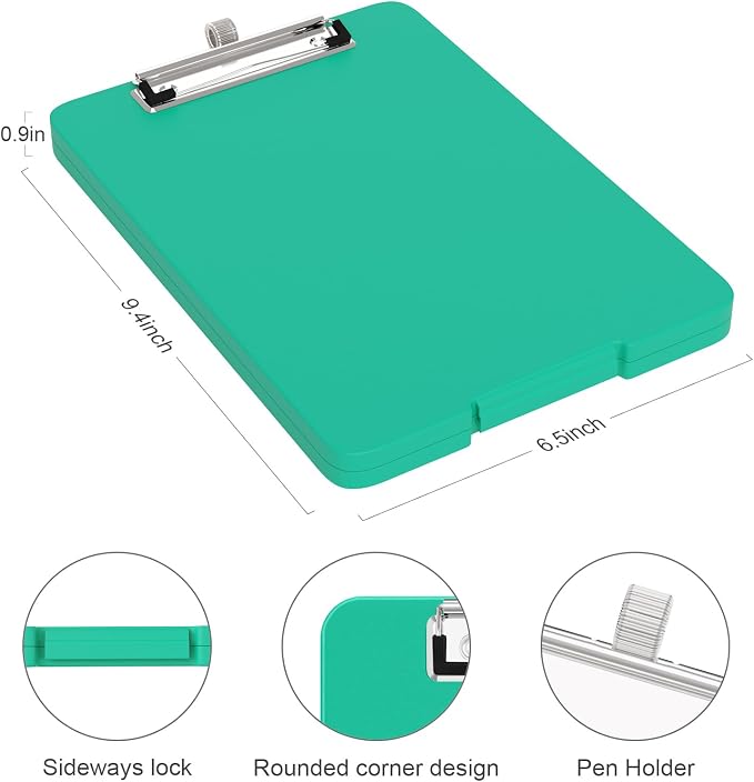 Piasoenc Small Clipboard with Storage, Clip Board with Pen Holder, School & - Image 2
