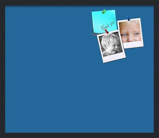 PinPix 28x24 Inch Cork Bulletin Board. This Decorative Framed Pin Board Comes with Navy Pastel Design and a Satin Black Frame. Ideal for Home Office Decor or Message Board (PinPix-1811)-DeskLoop Office