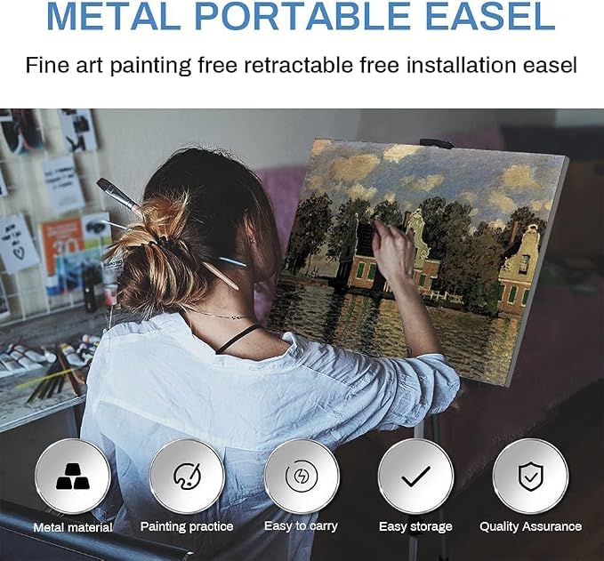 RRFTOK Art Painting Display Artist Easel Stand, Aluminum Metal Tripod - Image 8