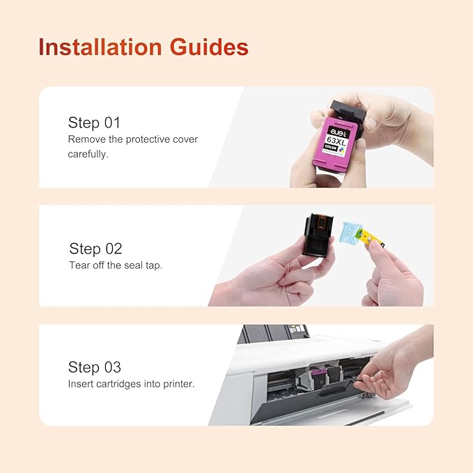 63XL Ink Cartridges Black and Color Replacement for HP 63XL Ink Cartridge Combo Pack Work with OfficeJet 3830 4650 5255 Envy 4520 4512 Deskjet 1112 3630 3634 3639 Printer (2 Black, 1 Tri-Color)-DeskLoop Office