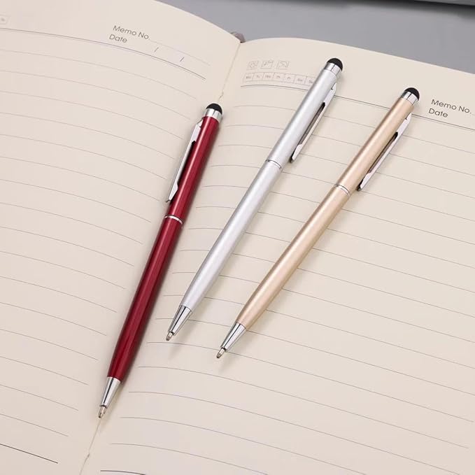 15 Pack Stylus Pens for Touch Screens Stylus Pen Compatible with Phone Tablets Kindle and Black Ink Ballpoint Pens-2 in 1 Stylists pens for Touch Screens-DeskLoop Office