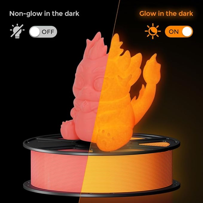 FLASHFORGE Glow in The Dark Rapid PLA Filament 1.75mm, High Flow Speedy 3D Printer Filament Luminous Red, Max 500mm/s High-Speed Printing, High Brightness and Long-Lasting Glowing Effect-DeskLoop Office
